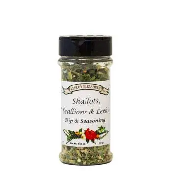 A jar of shallot scallions & leeks seasonings and herbs.