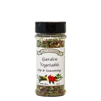 A jar of Garden Vegetable seasoning on a white background.