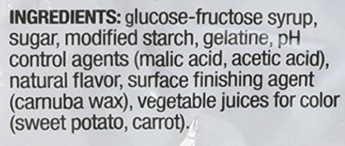 A label showing the ingredients of Gerrit's Gummy Pink Cadillacs, 5.2 Ounces.