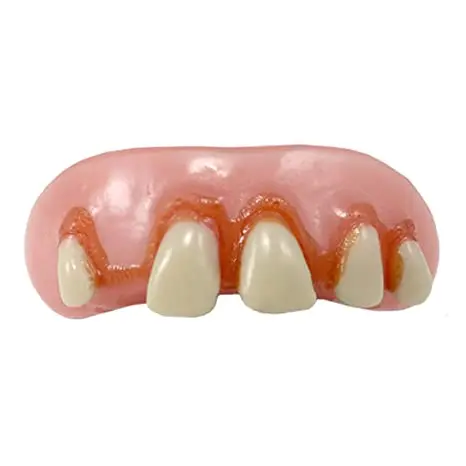 A pink Billy Bob Fake Halloween Tooth with white Betty Bob teeth on it.
