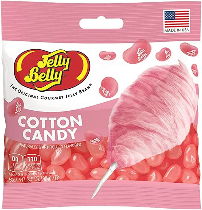 Jelly Belly Jelly Beans 3.5oz Cotton Candy in a pink bag.