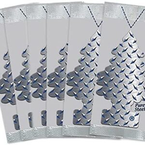 A set of Little Trees Car Air Freshener 6-Pack (Pure Steel) on a white background.