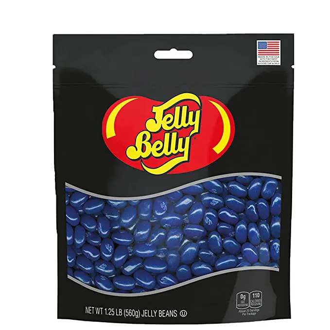 Jelly Belly Blueberry Jelly Beans 1.25 Pound Resealable Pouch in a bag.