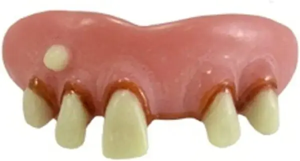 A pink Billy Bob 10031 Deliverance Fake Teeth Novelty Item with teeth on it.