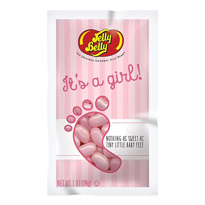 Jelly Belly Presents "It's a GIRL" Bubble Gum Flavored JellyBeans - 1oz individual bags - 24 bag case it's a girl candy.