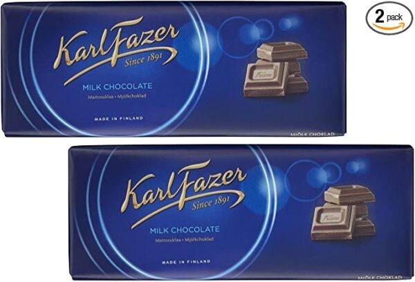 Karl Fazer Blue Original Finnish Milk Chocolate Bars, 2 - pack.