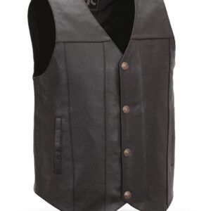 A First Manufacturing Mens Buffalo Nickel Vest with Internal Concealed Gun Pockets with buttons on the front.