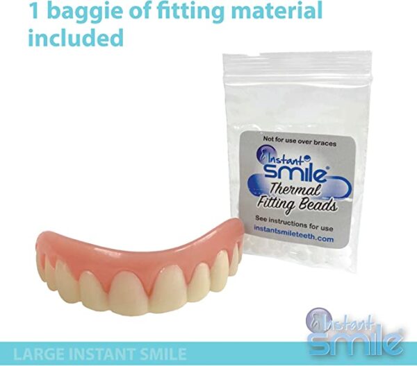 An Instant Smile - Large Size Handmade Veneer - Original - Fix Your Smile in just Minutes! of fitting material and an Instant Smile - Large Size Handmade Veneer - Original - Fix Your Smile in just Minutes! of teeth.