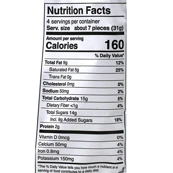 A nutrition label on a Noi Sirius - Chocolate and Liquorice Powder Balls, 4.4oz background.