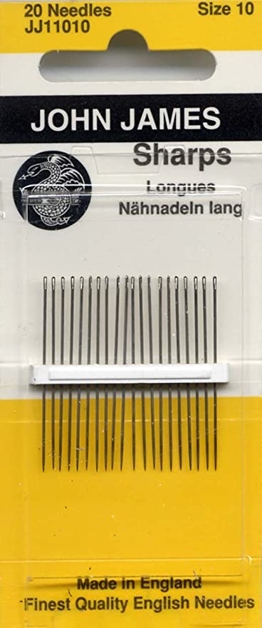 Colonial Needle JJ110-10 20 Count John James Sharps Needle, Size 10 in a package.