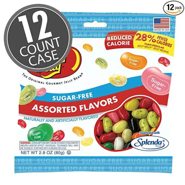 12 count case of Sugar-Free Jelly Belly Jelly Beans - Genuine, Official, Straight from the Source, 2.8 Ounce (Pack of 12) in assorted flavors.