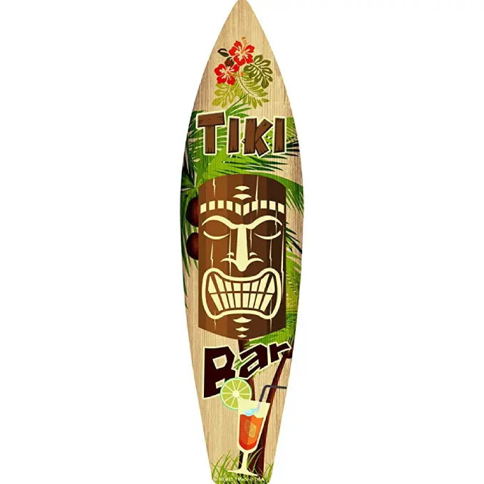 SMART BLONDE Tiki Bar Metal Novelty Surfboard Sign SB-023 wooden surfboard.