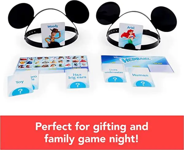 Two Disney Hedbanz, 2nd Edition Picture-Guessing Family Board Game, for Adults and Kids Ages 7 and up (Styles May Vary) with the words perfect for gifting and family game night.