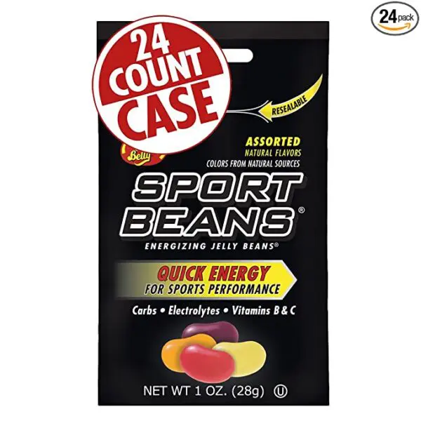 A Jelly Belly Sport Beans Box/24 Assorted with a label on it.