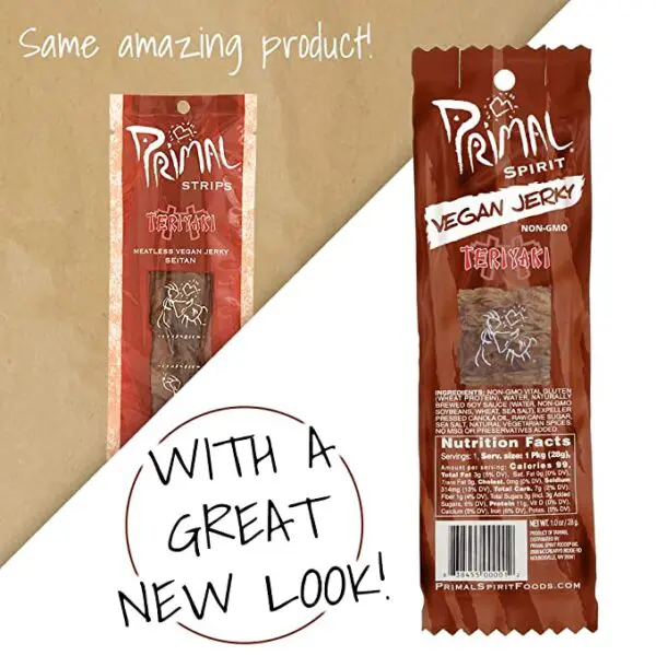 A package of Primal Spirit Vegan Jerky with a new look.