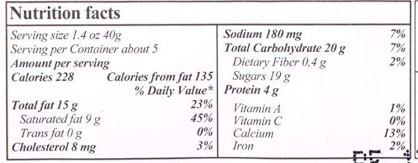 A nutrition label for NOI SIRIUS Milk Chocolate Bar, 7.05 OZ.