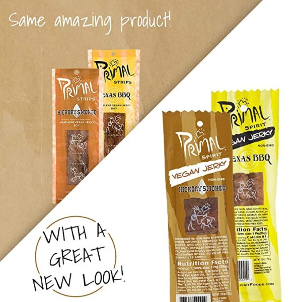 Some amazing Primal Spirit Vegan Jerky - Soy Protein Energy Pack with a great new look.