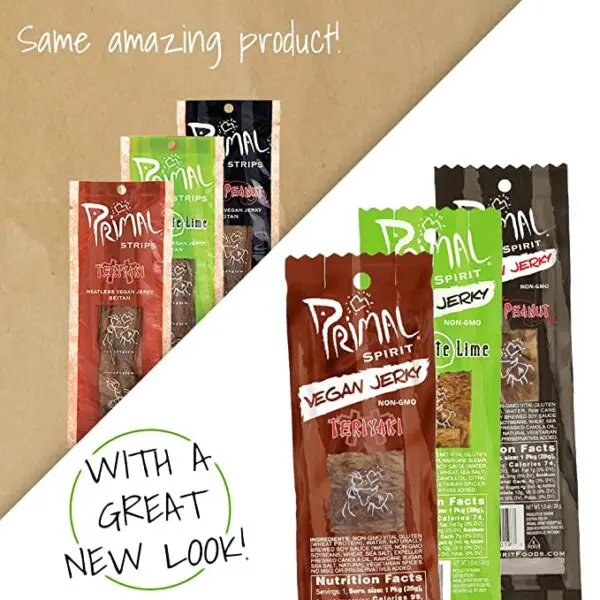 Some amazing Primal Spirit Vegan Jerky - Seitan Power Pack, 10 g. Plant Based Protein, Certified Non-GMO, No Preservatives ("The Classics" Teriyaki, Thai Peanut, and Mesquite Lime, 12-Pack, 1 oz) with a great new look.