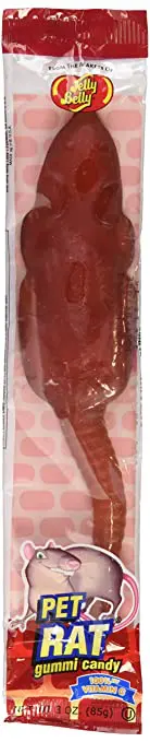 A package of Jelly Belly Pet Rat Gummi Candy (3 Oz) with a rat on it.