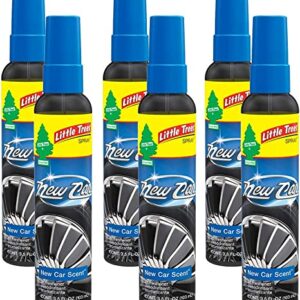 A 6-PACK of Little Trees Spray Car Air Freshener (New Car Scent).