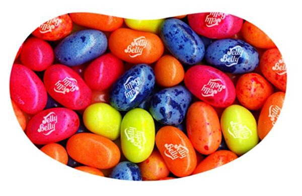 Colorful Jelly Belly Smoothie Blend Jelly Beans, 5 Fruit Smoothie Flavors, 3.5-oz, 12 Pack in a bowl.