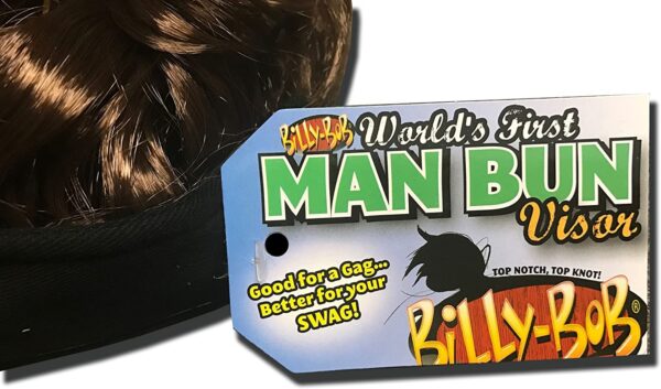 Billy-Bob Man Bun Visor, The World's First Man Bun Visor! Brown Hair!