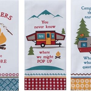 Kay Dee Designs Camping Life Kitchen Tea Towels, Set of 3 with a camper and a tent on them.