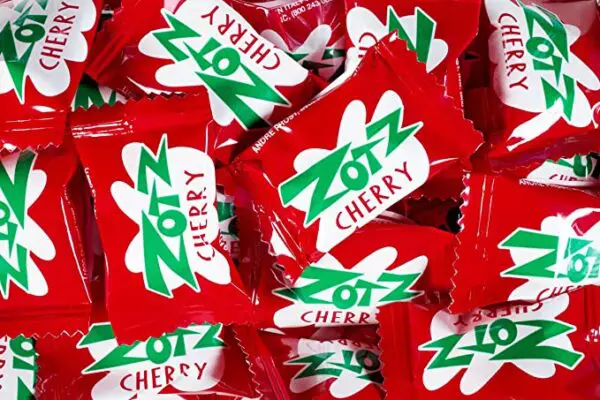 A pile of Zotz Fizz Power Candy Cherry.