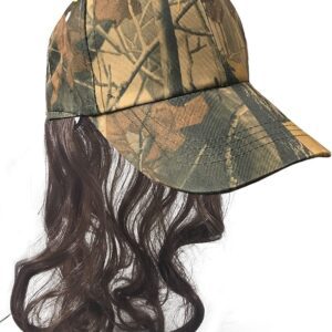 A Camouflage Billy Ray Hat with Brown Mullet Hair! Bed Head, Don't Care! Now You Have The Perfect Hat to Cover The Mess Even in The Deer Stand!