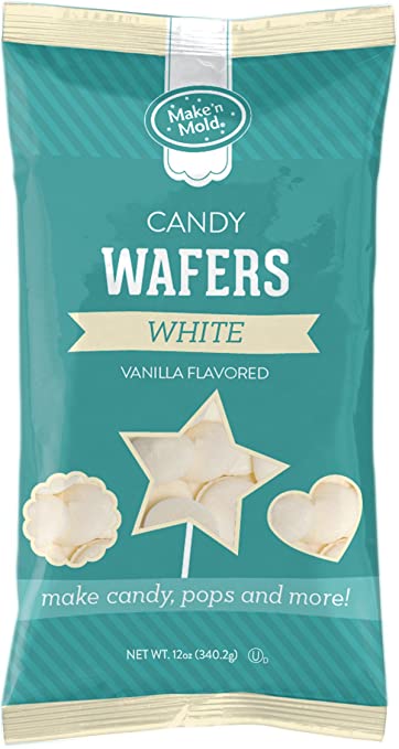 Make'n Mold Vanilla-Flavored Melting Candy Wafers White, 12 Ounce white vanilla flavored Make'n Mold Vanilla-Flavored Melting Candy Wafers.