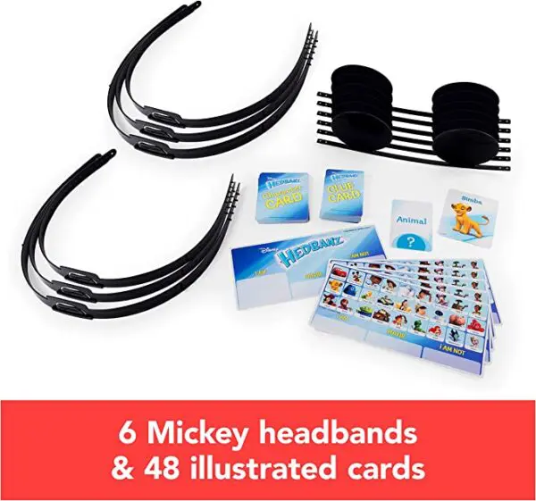 6 Disney Hedbanz, 2nd Edition Picture-Guessing Family Board Game, for Adults and Kids Ages 7 and up (Styles May Vary) & 48 illustrated cards.