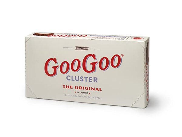 A box of GooGoo Clusters Original Candy Bar - 12 Count Case on a white background.