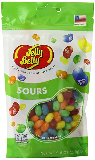 Jelly Belly Sours Jelly Beans, Sour Fruit Flavors, 9.8-oz Stand-Up Pouch, 6 Pack in a bag.