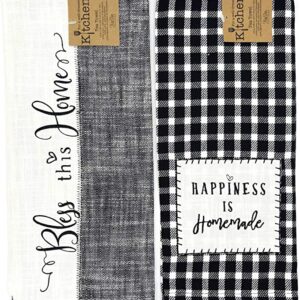 Two Kay Dee Designs Farmhouse, Happiness is Homemade & Bless This Home Tea Towels with the words happiness is homemade.