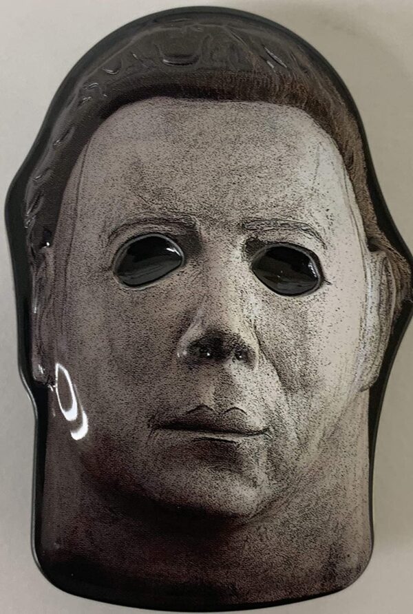 Michael Myers Halloween II Slasher Mask Candy - One (1) Collectible Michael Myers Mask Tin- Butcher Knife Sour Orange Flavor.