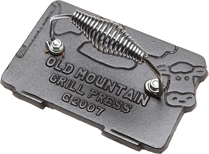 Old Mountain Pre Seasoned Cow Shaped Bacon/Grill Press, 7 Inch by 4-1/2-Inch.