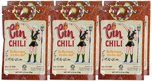 A pack of Cin Chili Mix 6 with a woman's face on it.